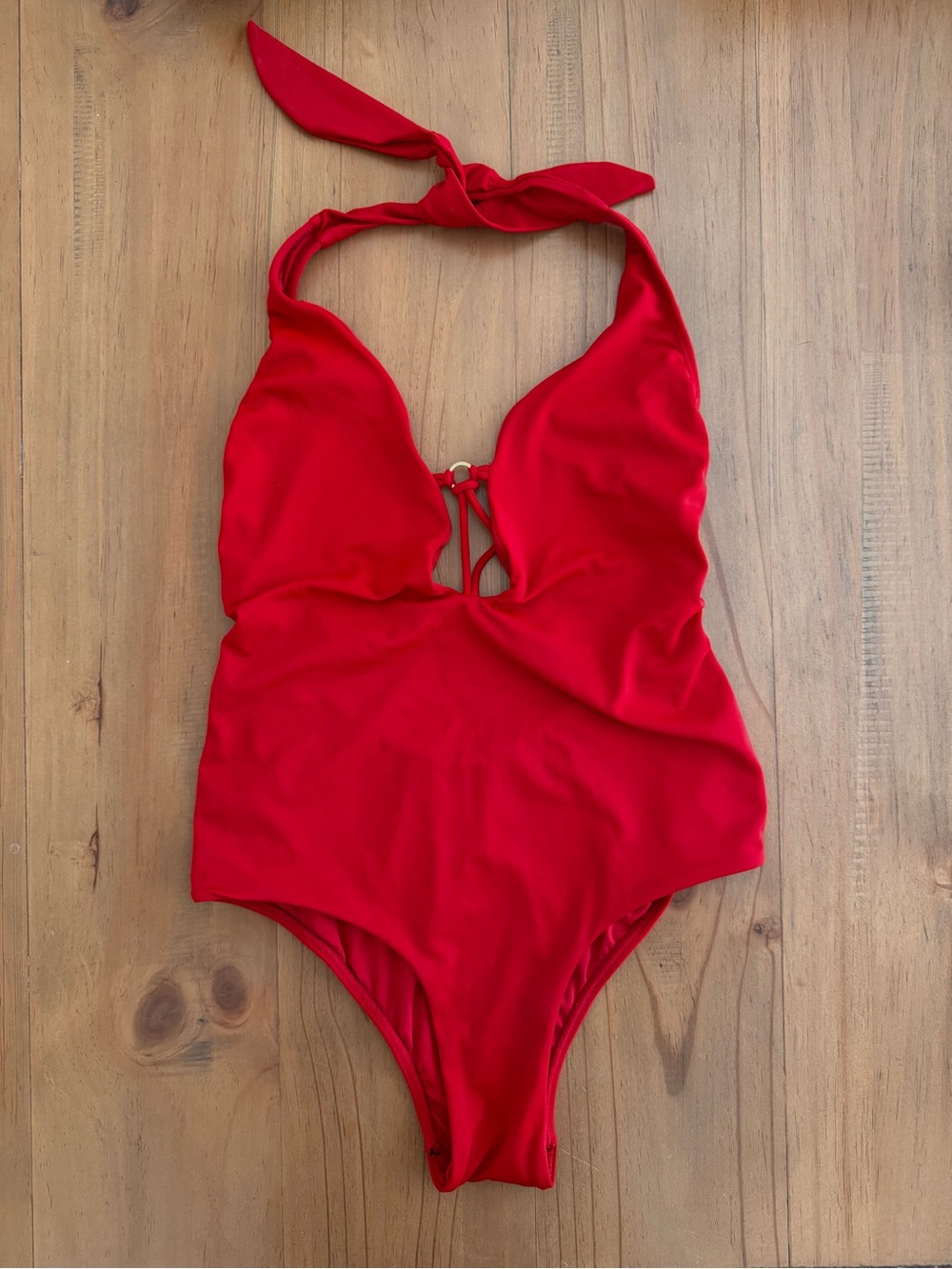 Victoria's Secret Red Halter One-Piece with Front Accent
